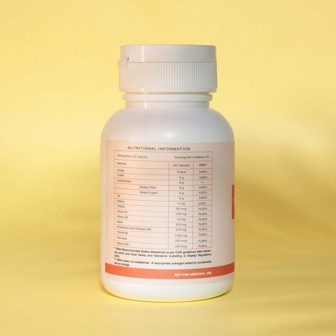 Bioexotica B-Zest Vitamin B-Complex Capsules | To increase Vitamin B levels & reduce stress levels