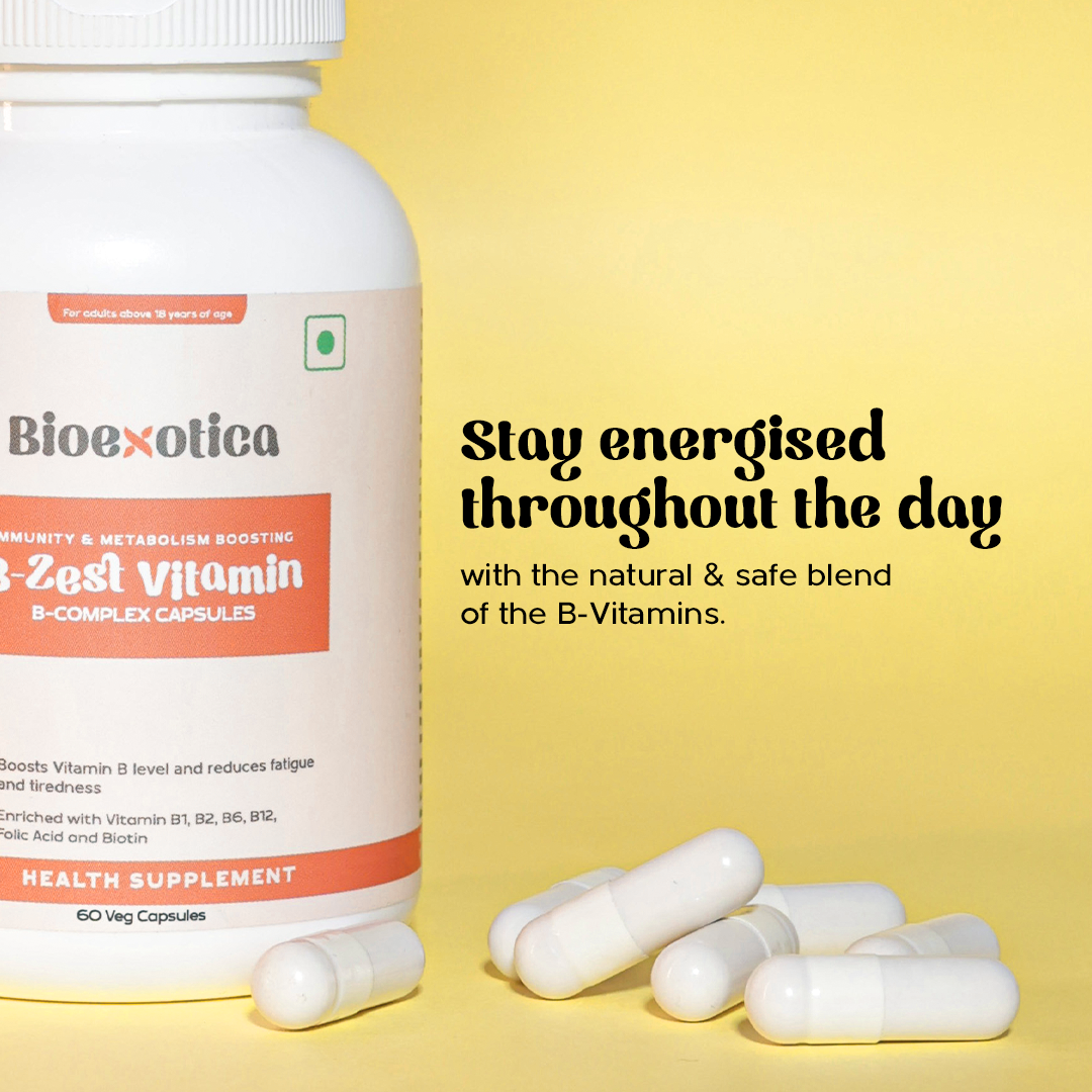 Bioexotica B-Zest Vitamin B-Complex Capsules | To increase Vitamin B levels & reduce stress levels